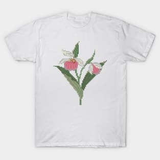 Minnesota State Flower Pink And White Lady's Slipper T-Shirt